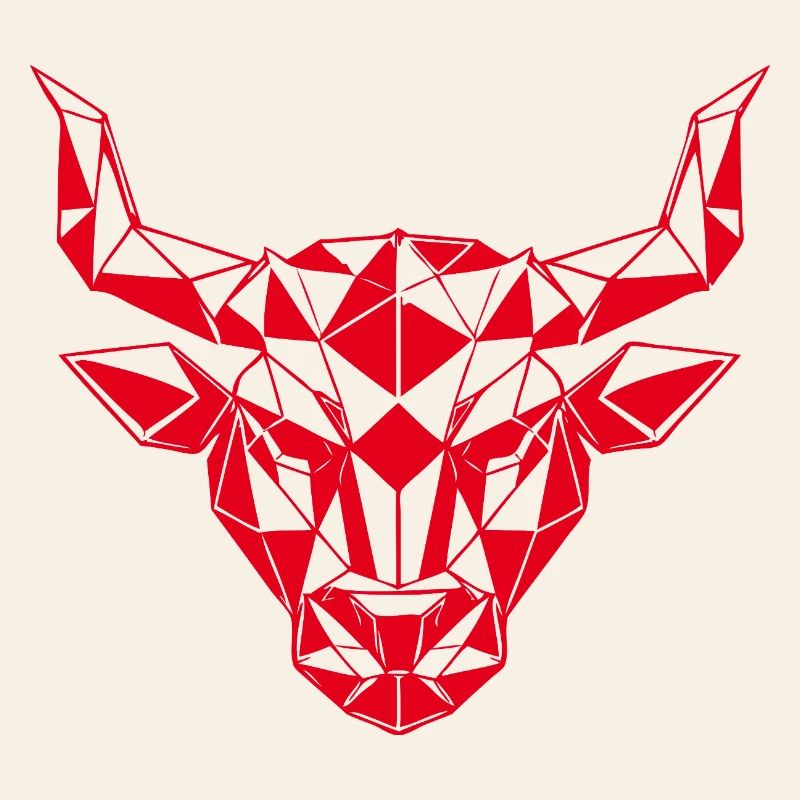 Roter Low-Poly Stierkopf
