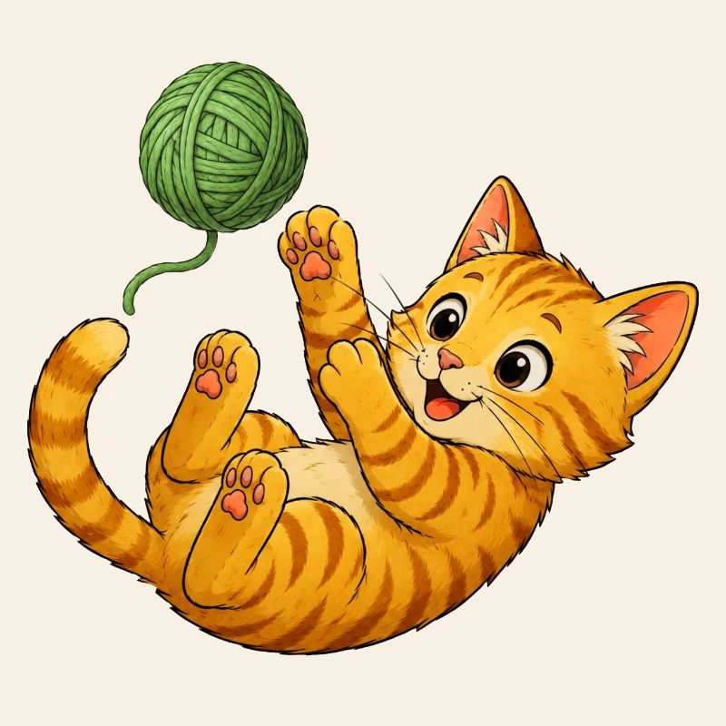 Kitten playing with wool