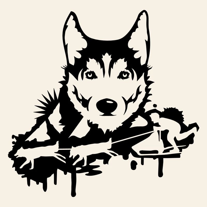 Dog racing with Husky Head
