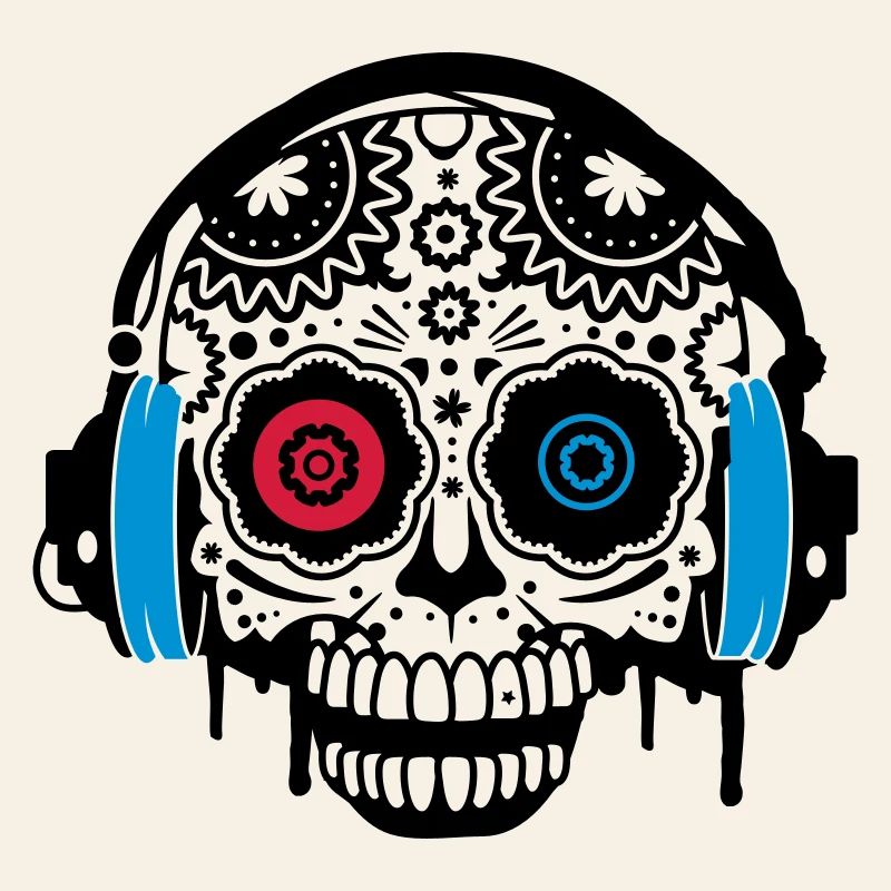 Une calavera en sucre avec un casque