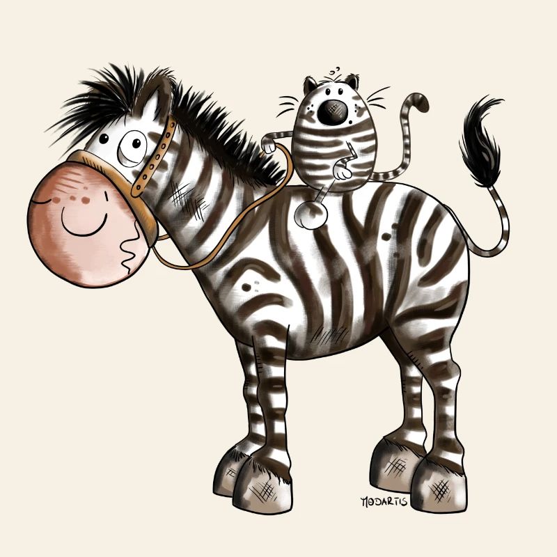 Zebra mit Katze