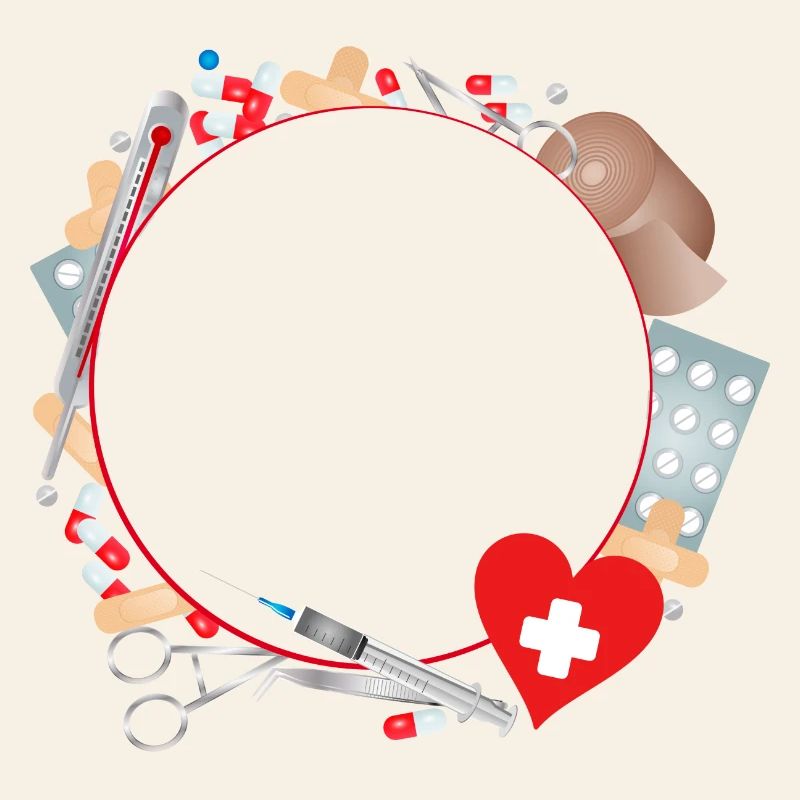 Erste Hilfe Set oder Reiseapotheke als Rahmen