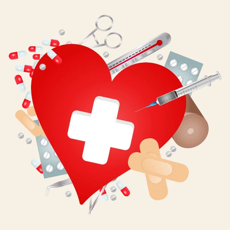 Erste Hilfe Set oder Reiseapotheke mit Herz