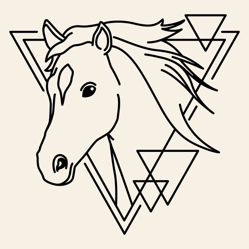 Cheval en forme géométrique - Conception d’art au trait
