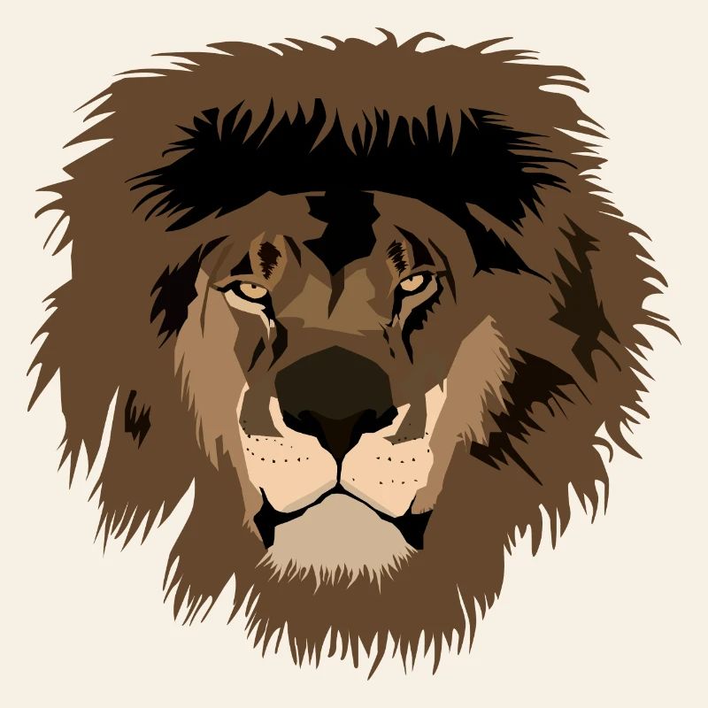 Lion head illustration with wild mane