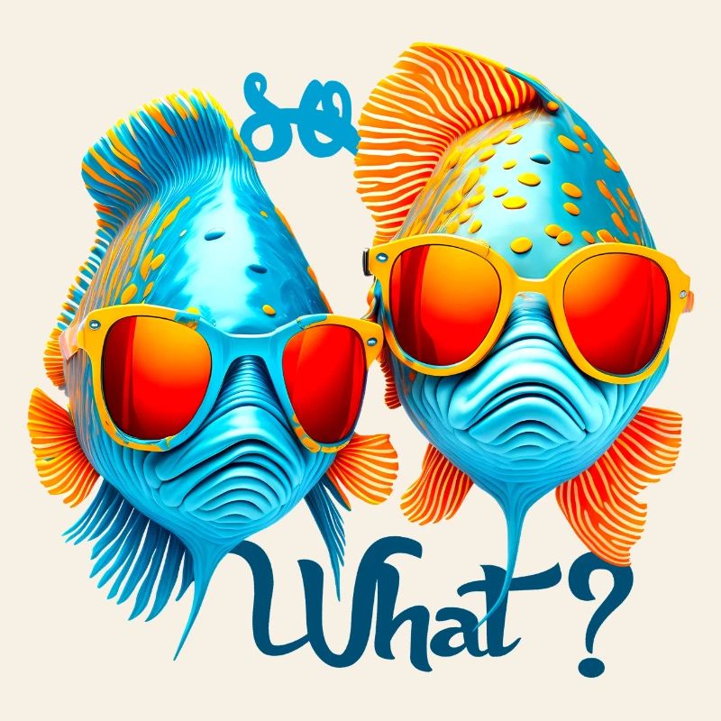 Colorful fish with sunglasses
