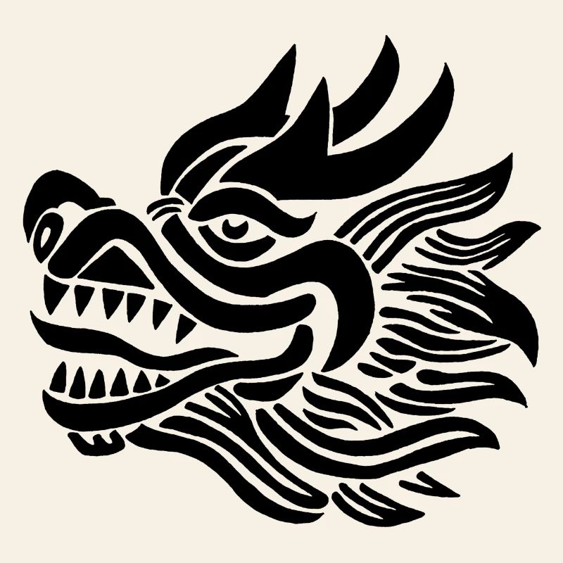Tête de dragon chinois (noir)