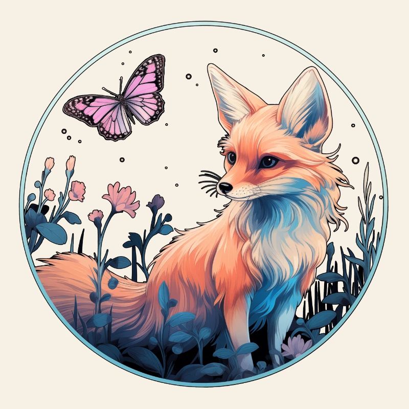 Fox with butterfly