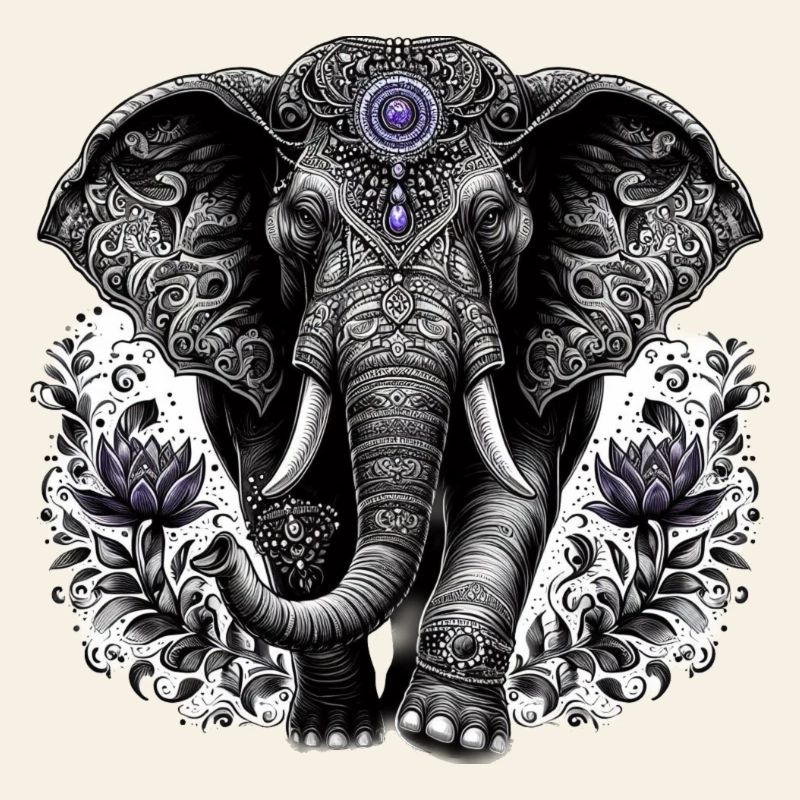 Éléphant avec coiffe