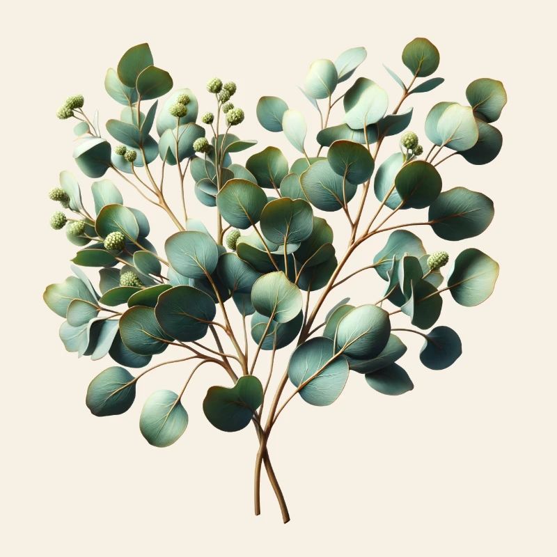 Délicate illustration à l’aquarelle d’une branche d’eucalyptus