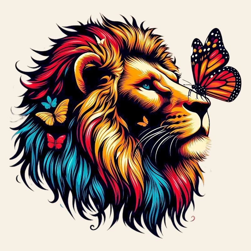 Lion et papillon