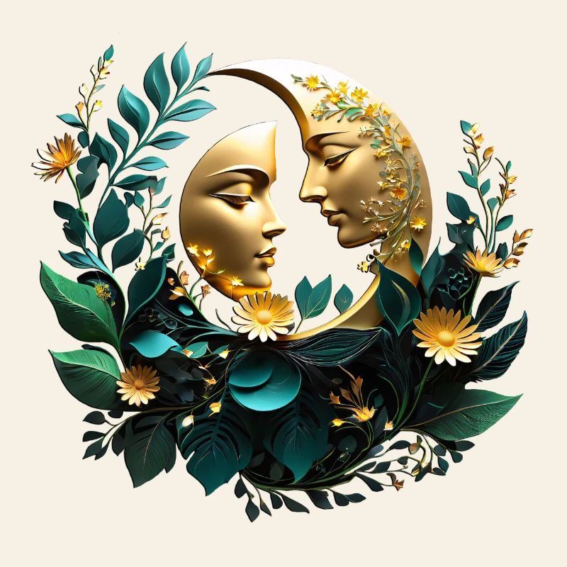 Two decorated crescent moons