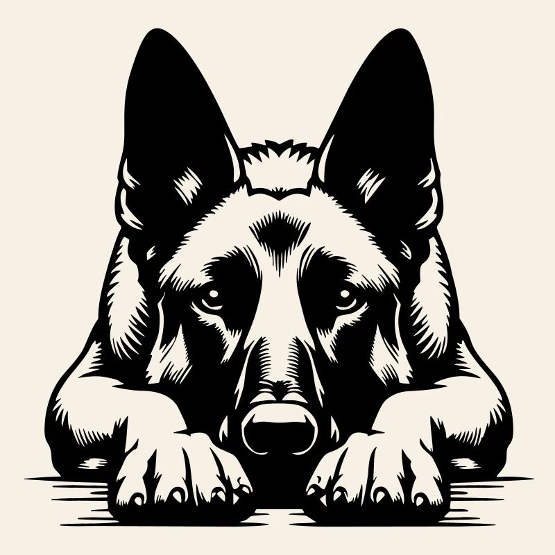 Hollandse Herder Head with Paws