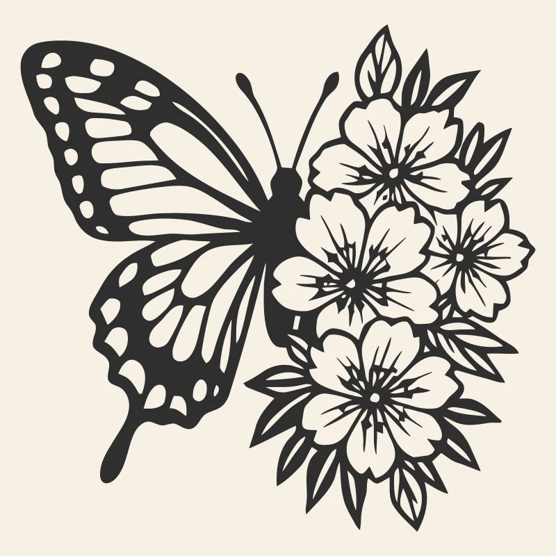 Elegante Komposition aus Schmetterling und Blumen