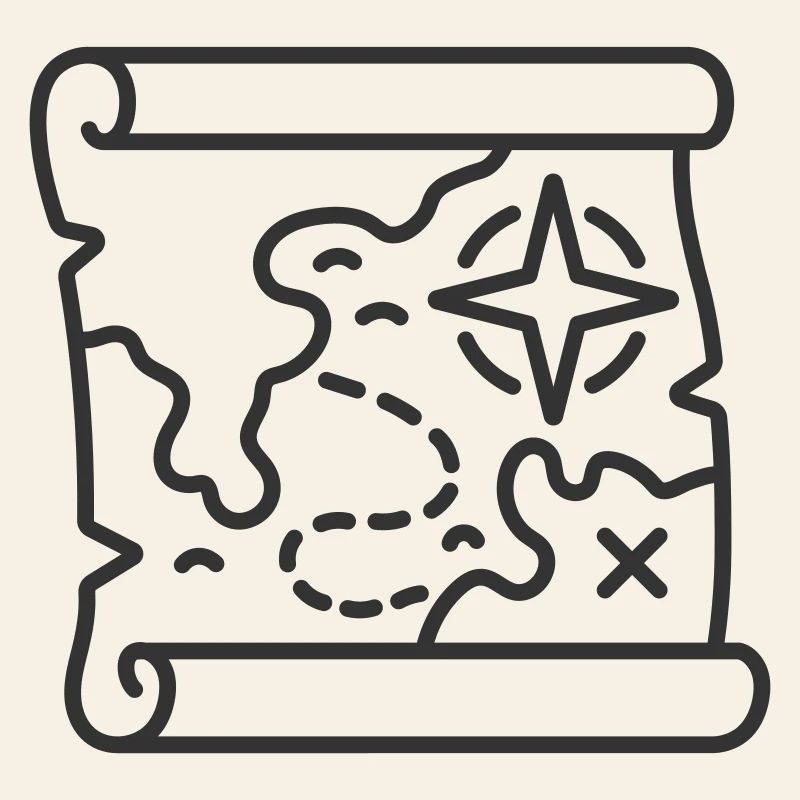 Treasure Map Adventure Line Icon