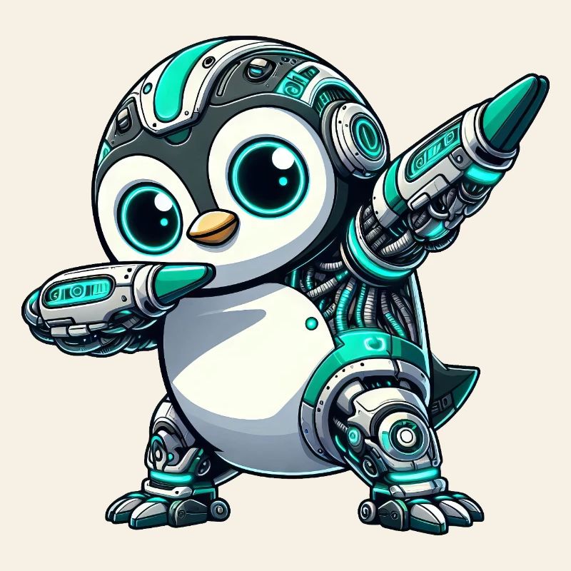 Futuristic Penguin Robot Cyborg Technique