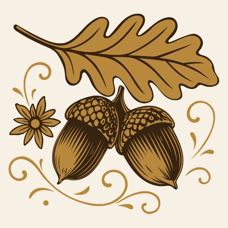 Eicheln mit Blatt – Herbst Design