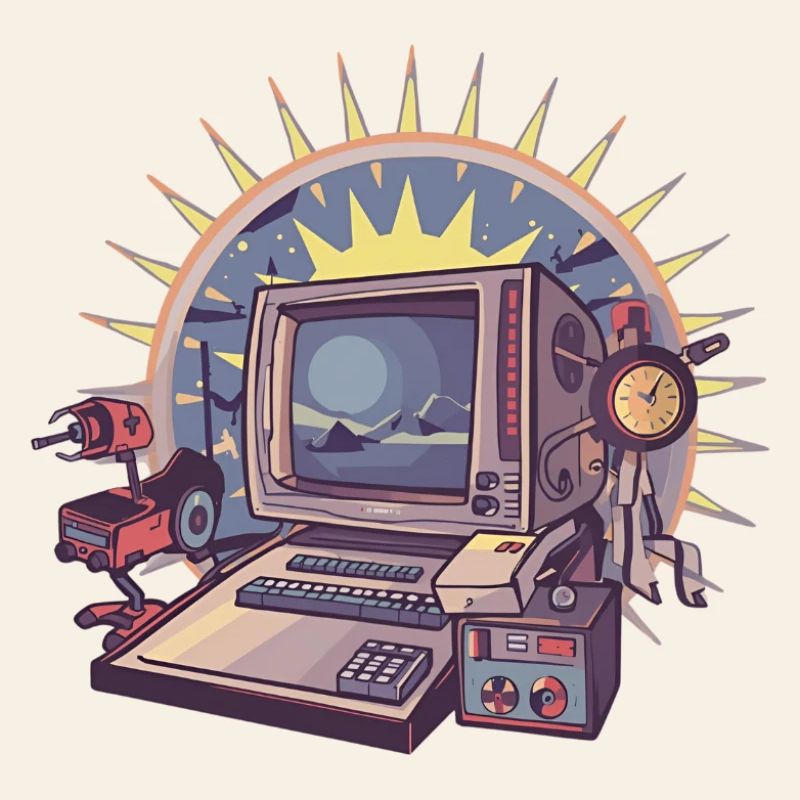 Futuristischer Computer mit Retro-Elementen