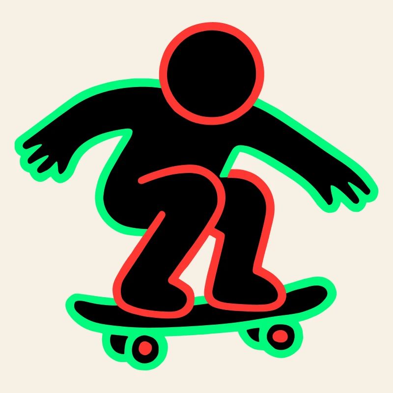 Neon Skateboarder Line Art