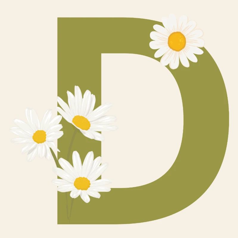 Buchstabe d Grüne Gänseblümchen