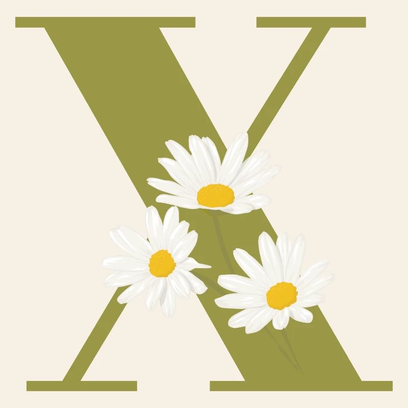 Buchstabe x Grüne Gänseblümchen