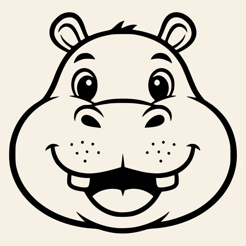 Laughing Hippo Face Head Vector