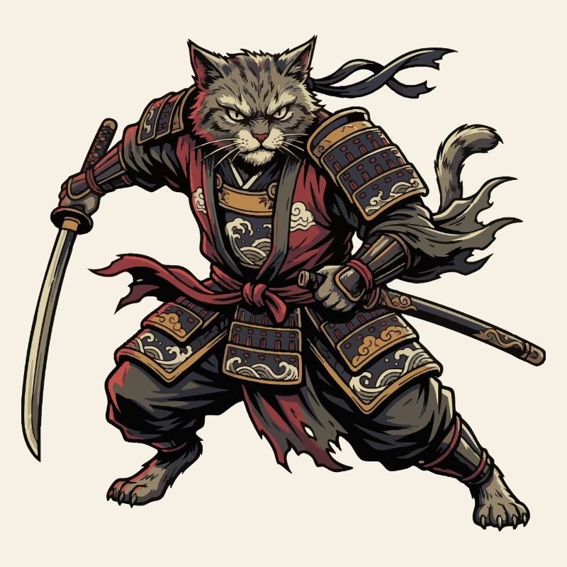 Chat Samouraï Guerrier