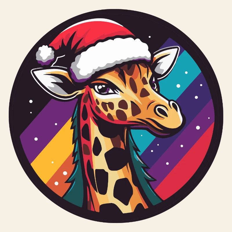 Giraffe im Santa Regenbogen