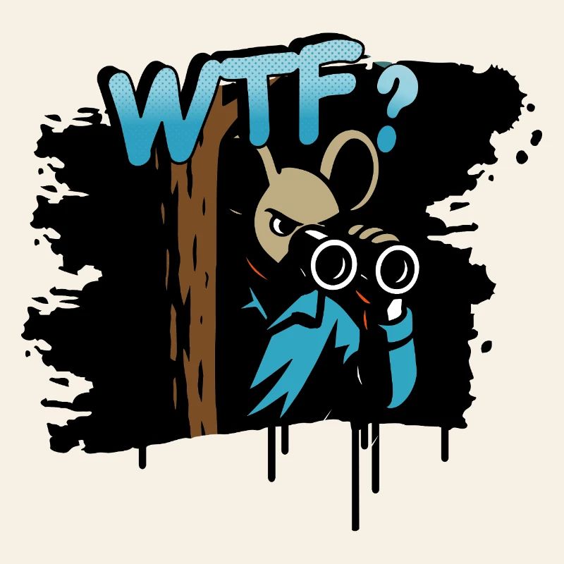 WTF Mouse with Binoculars Funny Comic Motif
