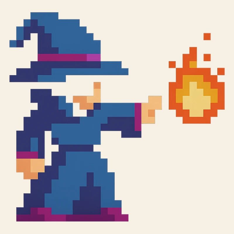 Pixel Wizard and Fire