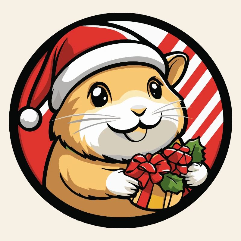 Hamster with Christmas gift