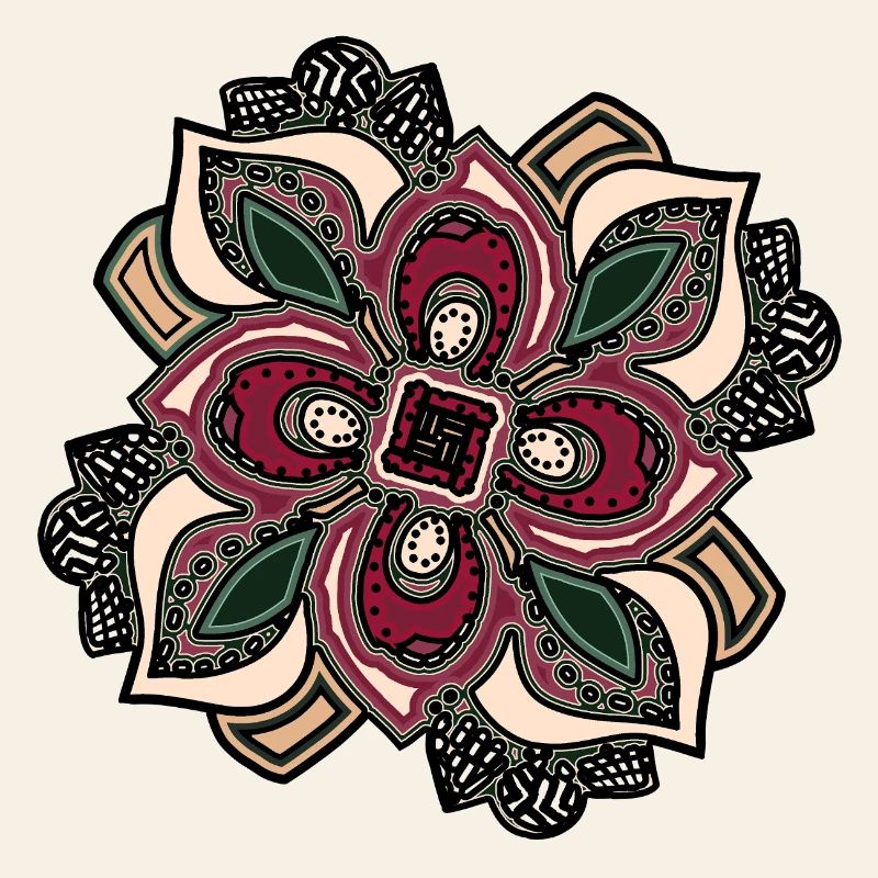 Boho Mandala-Blüte Pink Grün