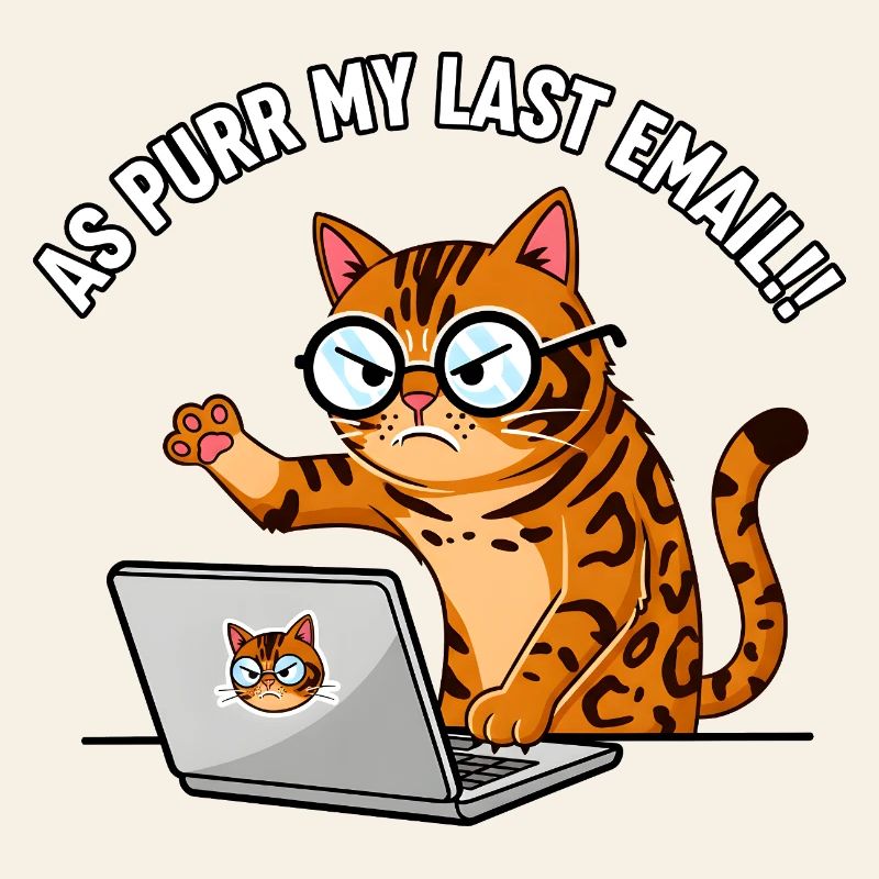 Chat de bureau en colère ronronne Mon dernier e-mail