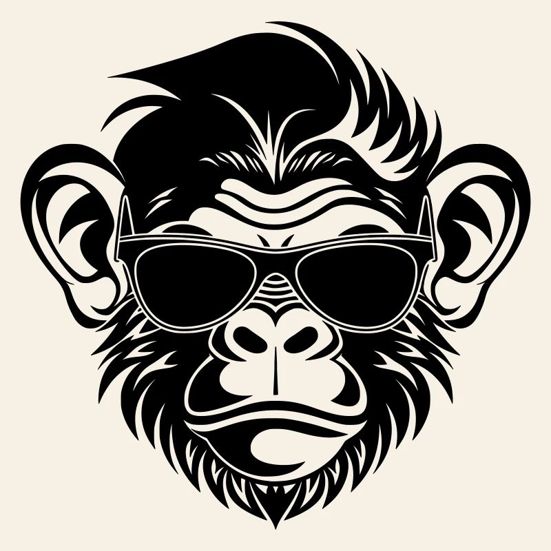 Cool Monkey Head with Sunglasses