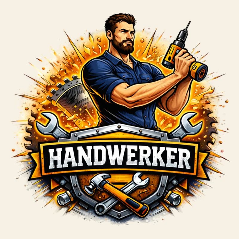 Logo Craftsman – Style de bande dessinée avec perceuse