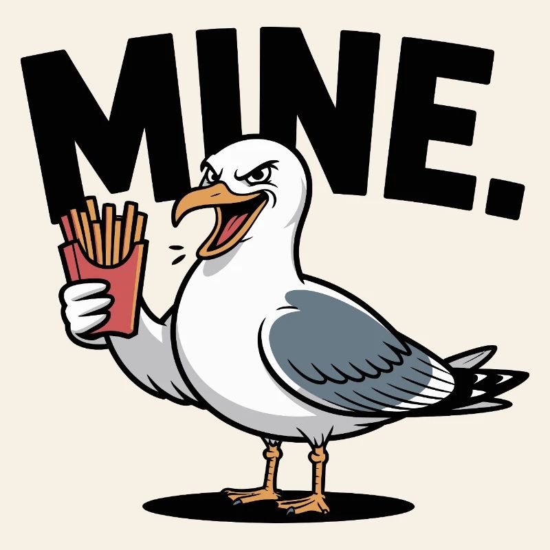Grumpy Seagull with Fries