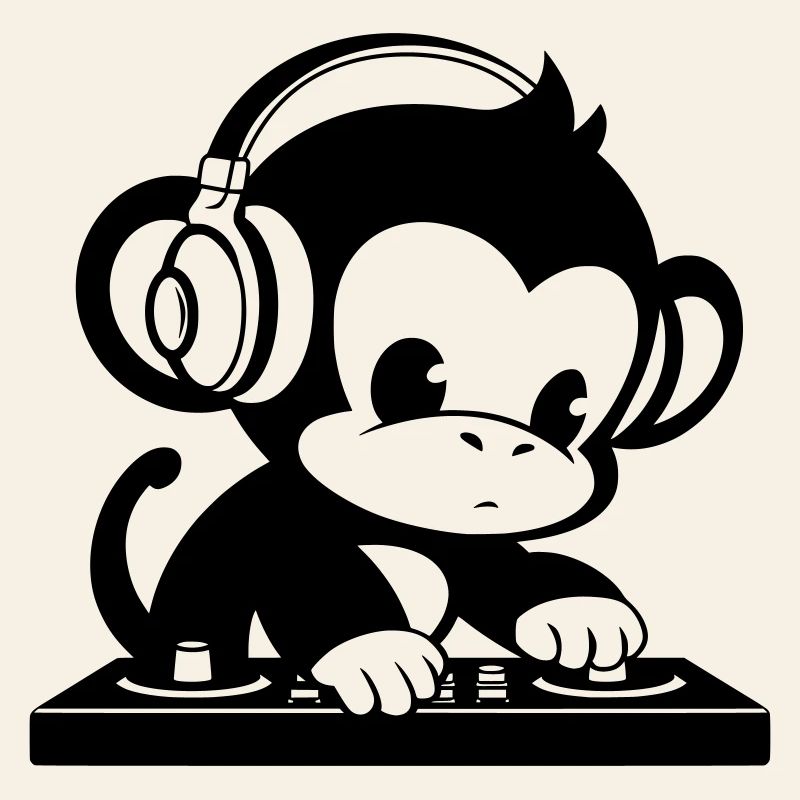 DJ Affe mit Kopfhörern