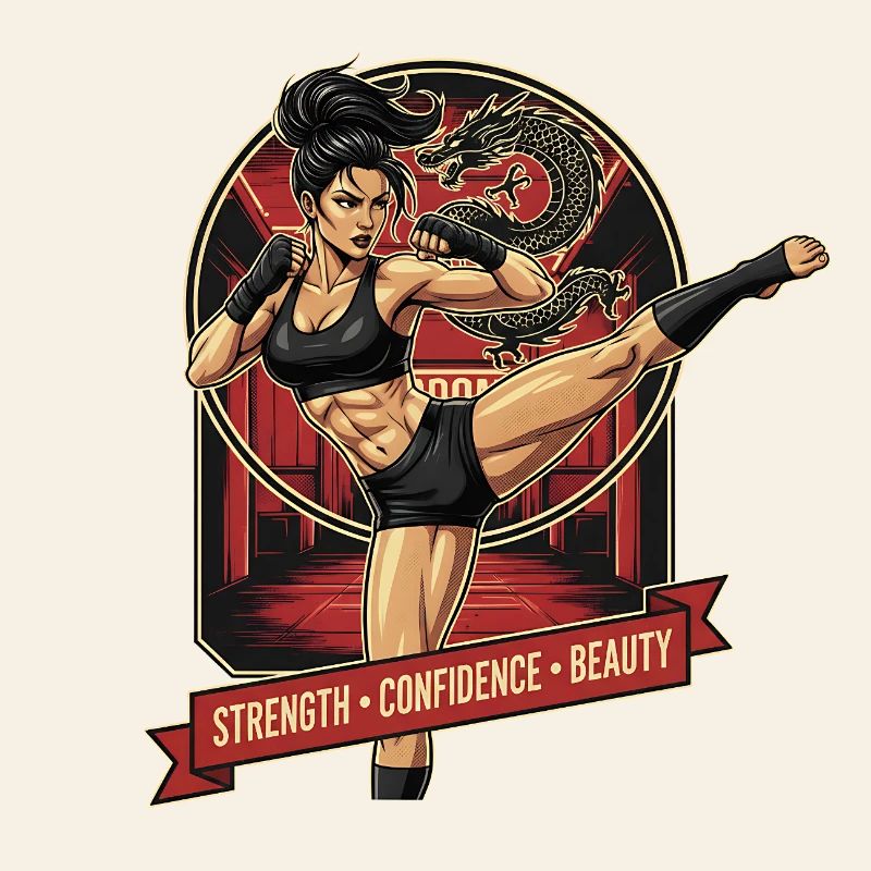 Kampfkunstheldin mit Drache
