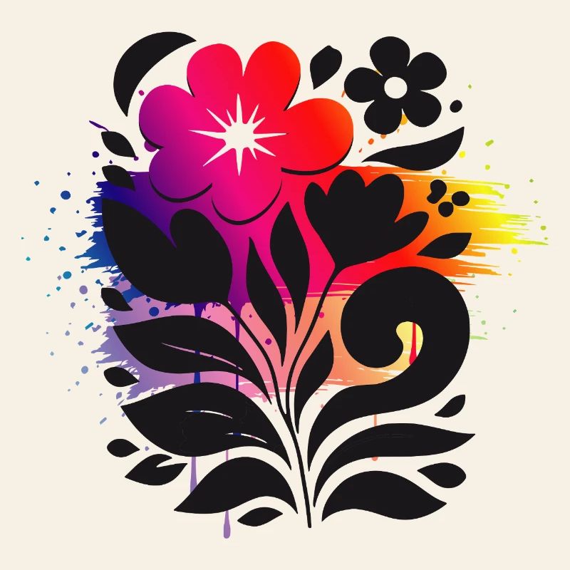 Illustration florale avec style moderne en dégradé