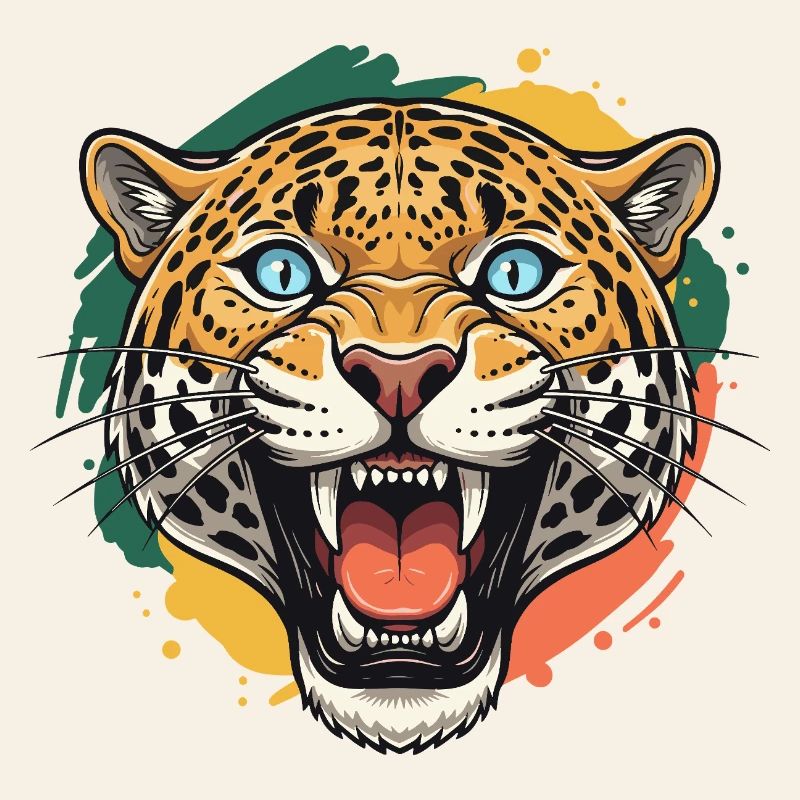 Jaguar head in color splash style