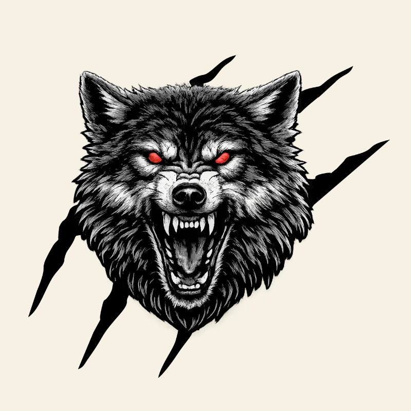 Blutrote Wolfsgesicht