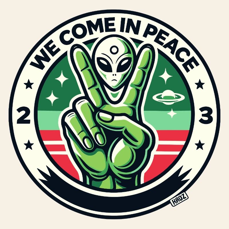 Alien-Friedenszeichen-Abzeichen
