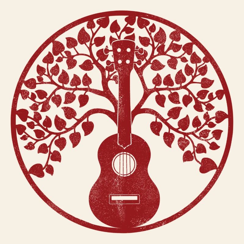 Ukulele tree mandala red