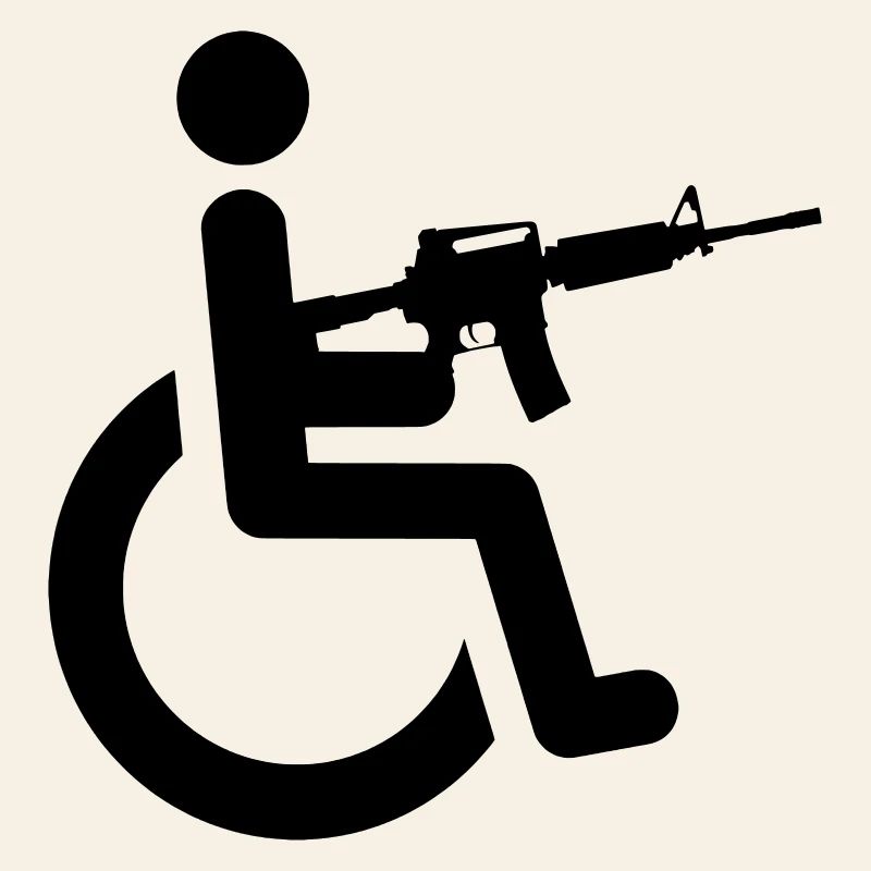 Rollstuhlfahrer mit Waffe #