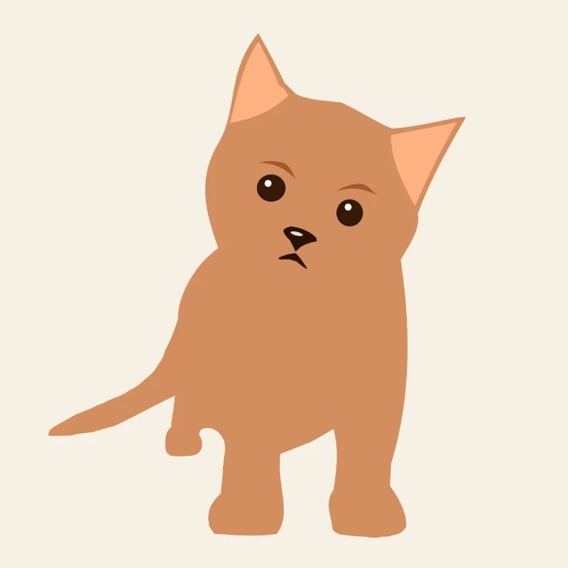 Brown Kitten Flat Design