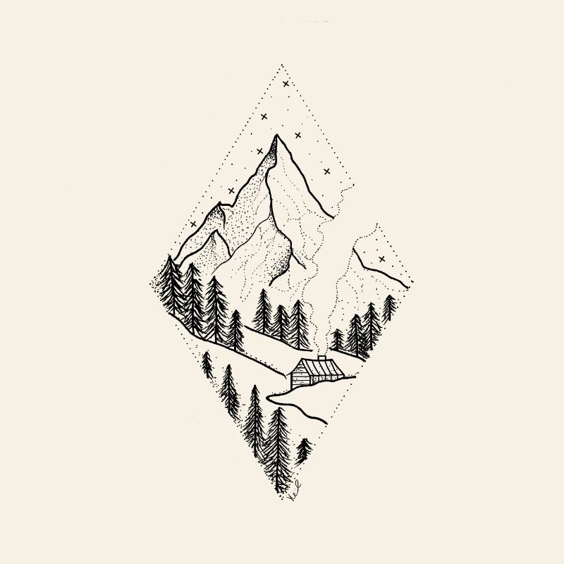 Geometric diamond in dark tone "mountain in diamond"
