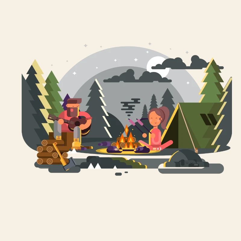 Duo de camping Forêt Feu de Camp