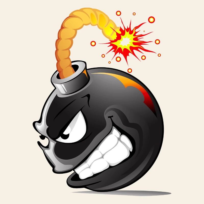 Bombe, Bombe, Bombe mit explodiertem Gesicht Bombe #