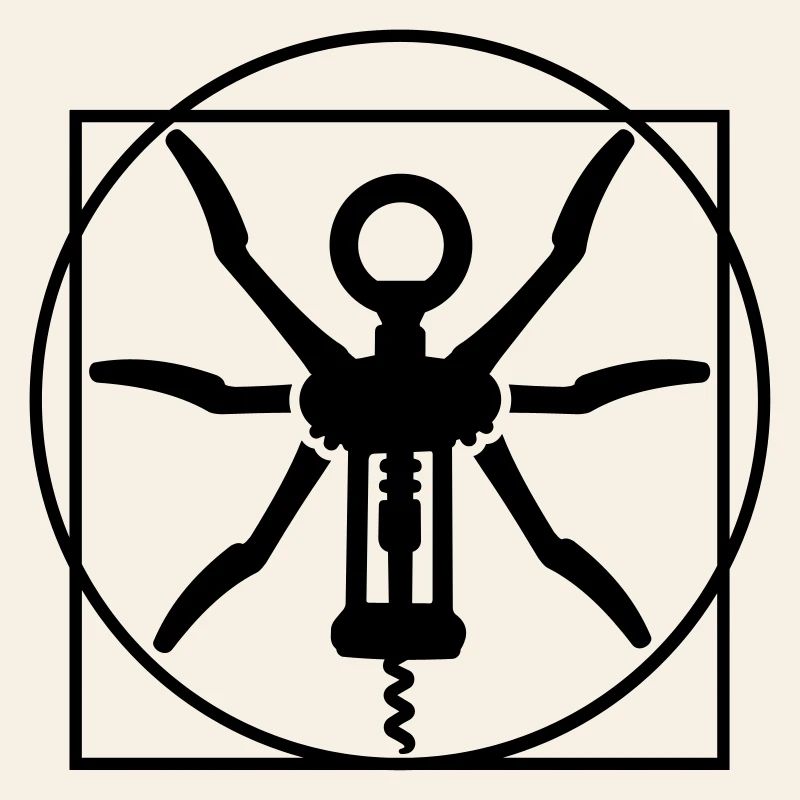 Vitruvian man wine cork screw Leonardo Da Vinci