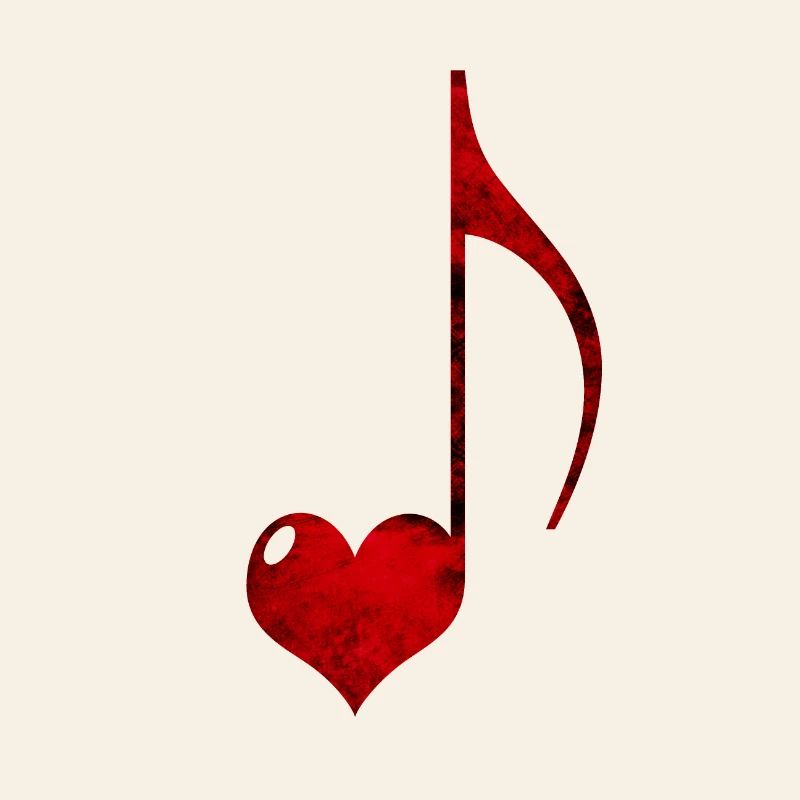 Red Heart and Musical Note Illustration